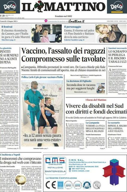 Il Mattino prima pagina (ph.Web)
