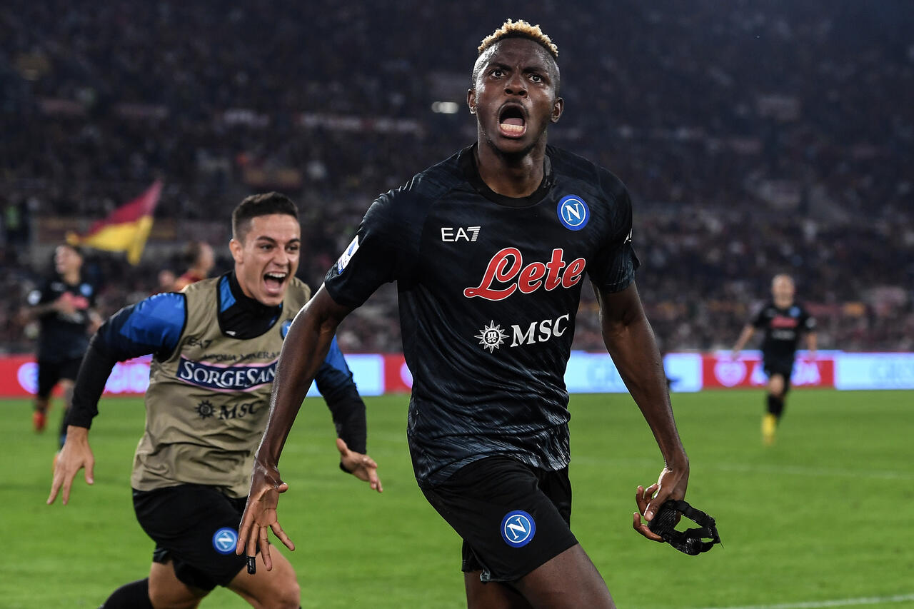 Napoli, Osimhen esulta dopo il gol