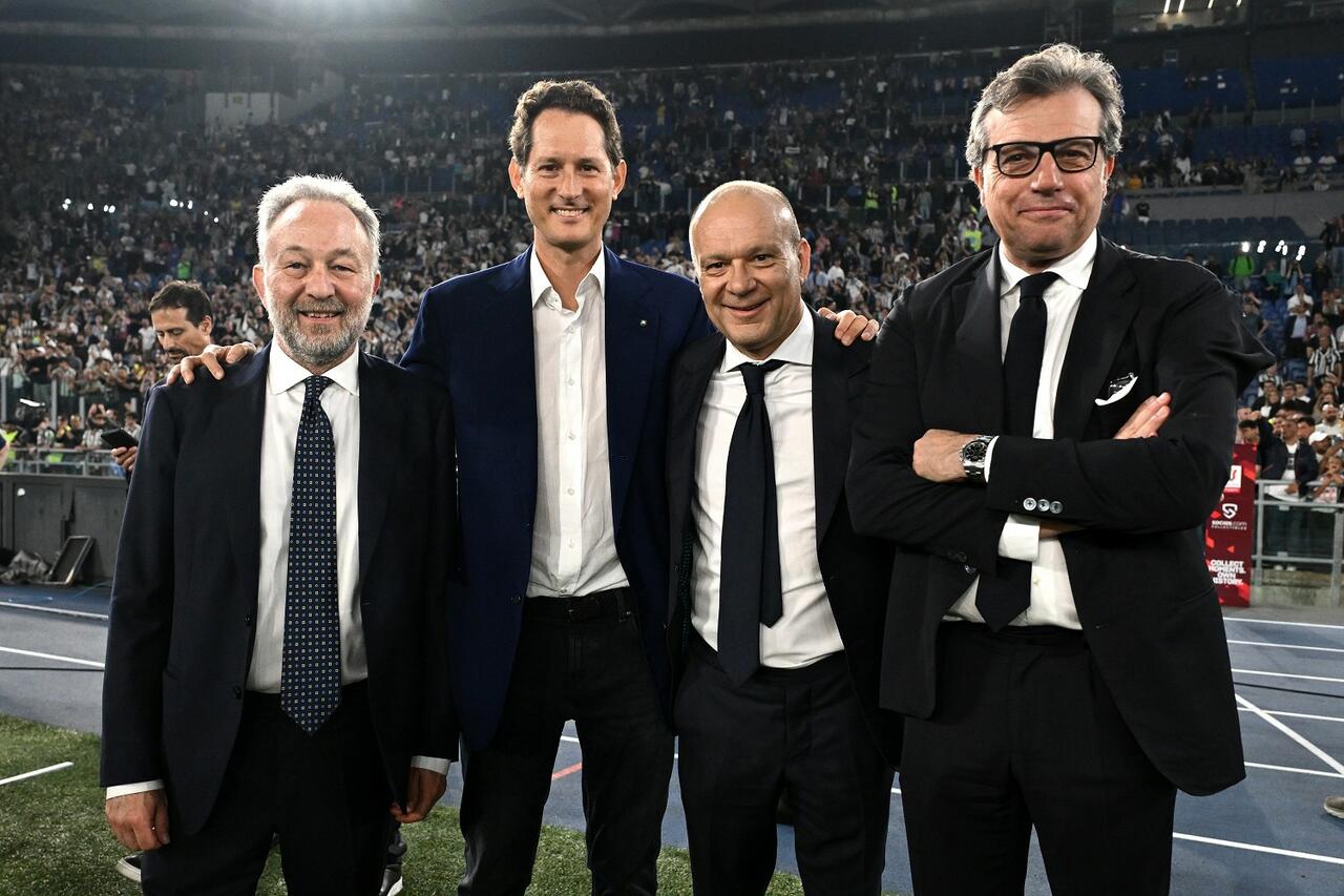 Gianluca Ferrero, Maurizio Scanavino, John Elkann e Cristiano Giuntoli