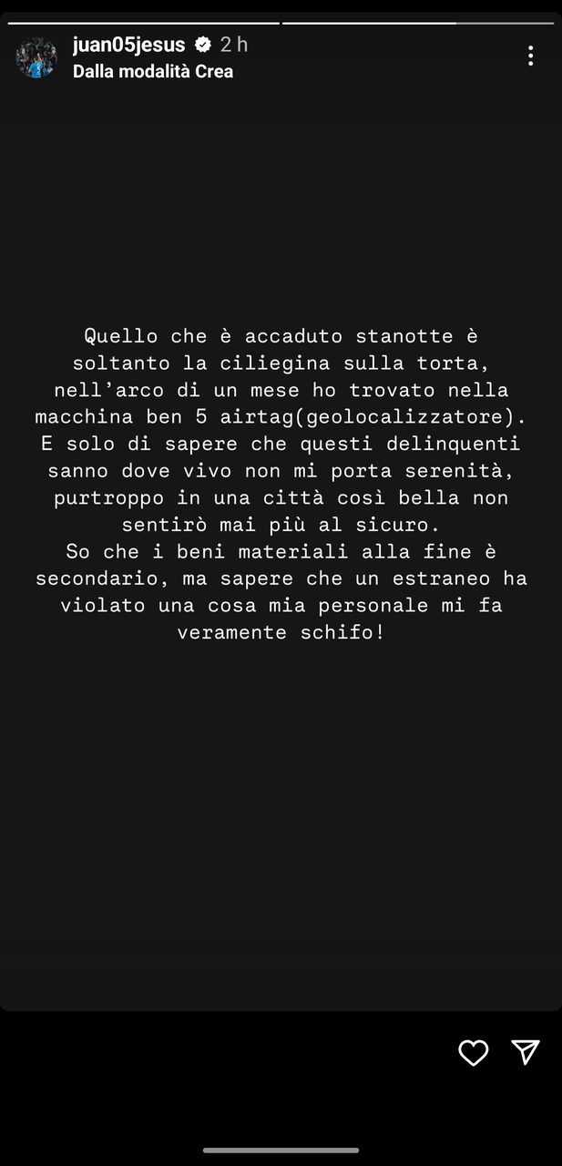 Storia Instagram Juan Jesus