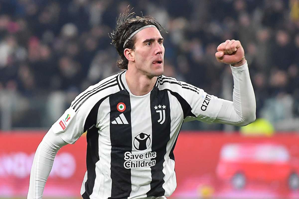 Dusan Vlahovic, l'esultanza dopo il gol